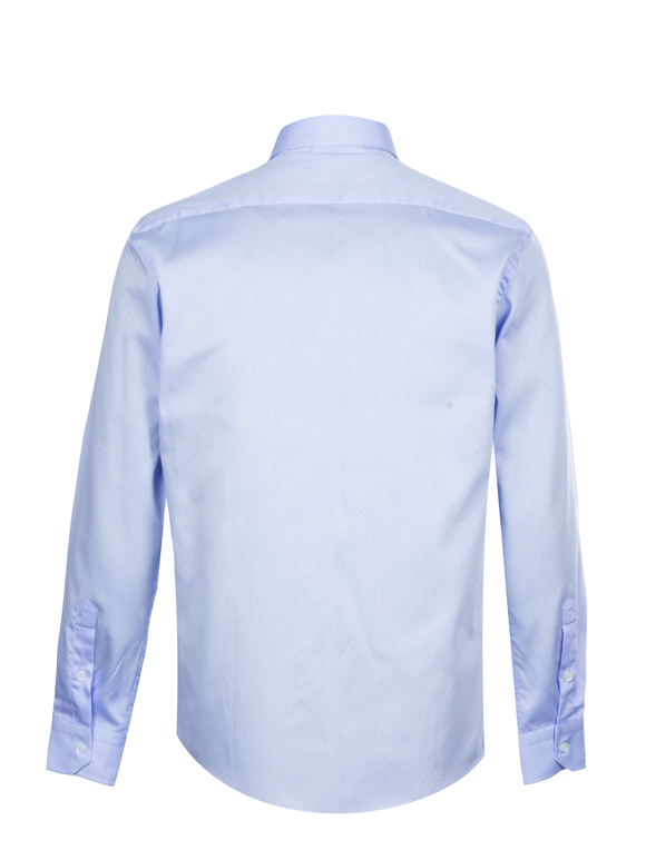 پیراهن مردانه آبی طرح ریز آستین بلند ال سی من 112