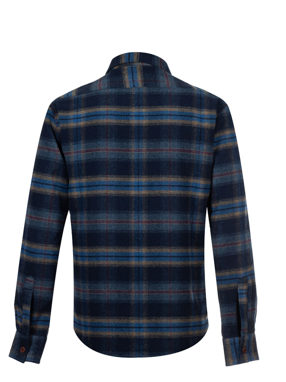 پیراهن پشمی (شکت) مردانه چهارخانه سرمه ای 136