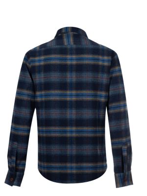 پیراهن پشمی (شکت) مردانه چهارخانه سرمه ای 136