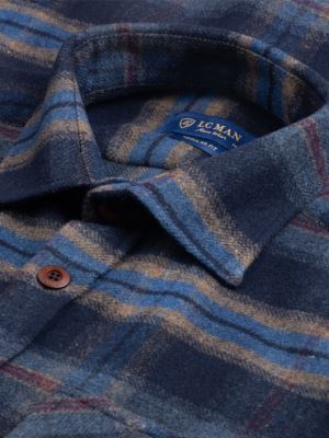 پیراهن پشمی (شکت) مردانه چهارخانه سرمه ای 136