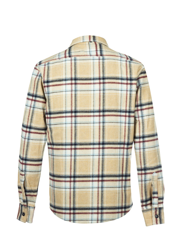 پیراهن پشمی (شکت) مردانه چهارخانه کرم ال سی من 136