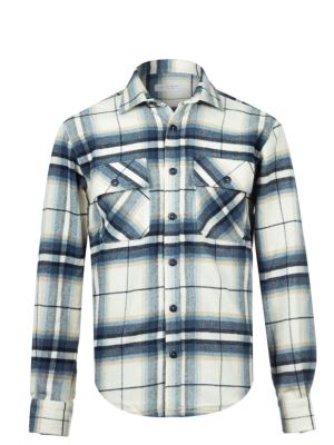 پیراهن پشمی (شکت) مردانه چهارخانه ال سی من 136