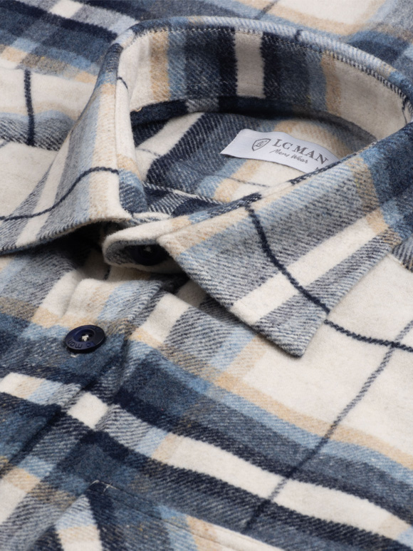 پیراهن پشمی (شکت) مردانه چهارخانه ال سی من 136