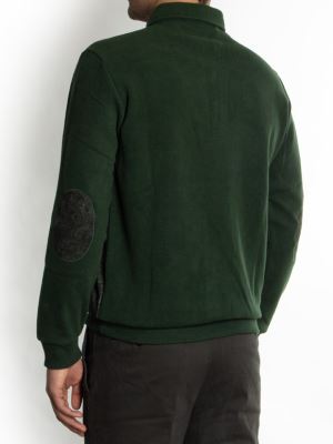 پلیور یشمی سه دکمه سلانیک طرح دار