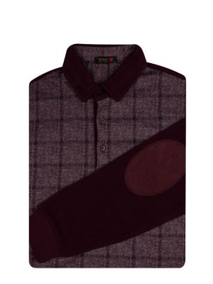 پلیور زرشکی چهار خانه درشت سلانیک سه دکمه
