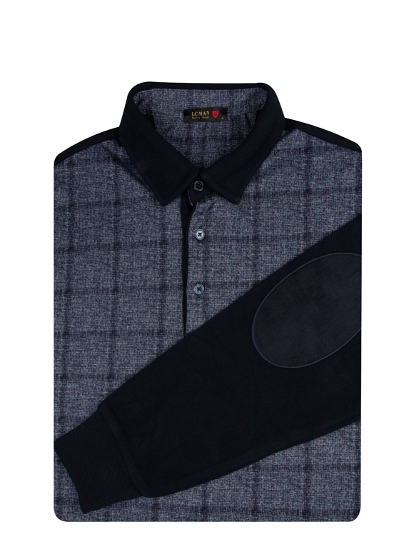 پلیور سرمه ای چهار خانه درشت سلانیک سه دکمه
