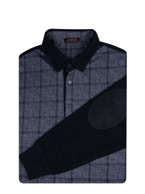 پلیور سرمه ای چهار خانه درشت سلانیک سه دکمه
