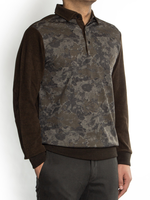 پلیور طرح گل یشمی سلانیک سه دکمه 