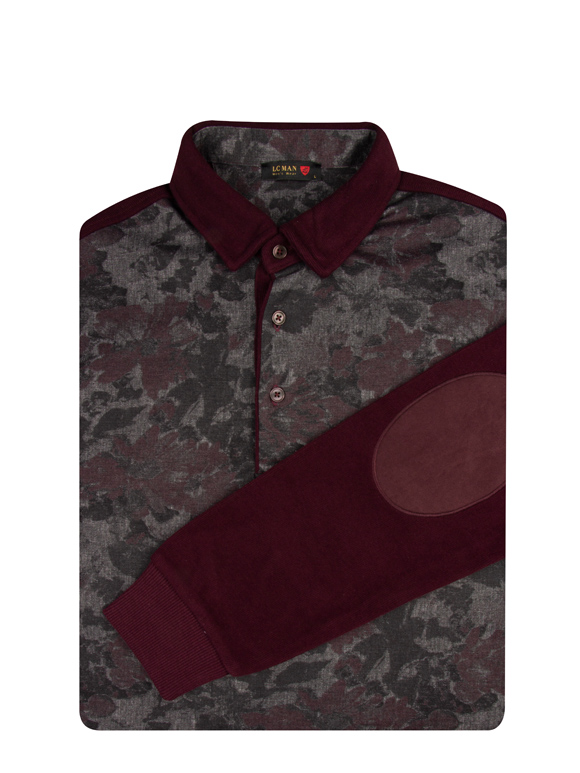 پلیور طرح گل زرشکی سلانیک سه دکمه 