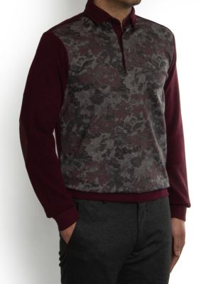 پلیور طرح گل زرشکی سلانیک سه دکمه 