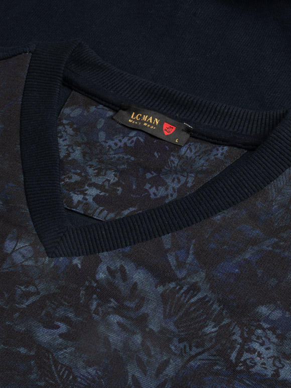 پلیور یقه هفت سلانیک سرمه ای طرح گل دار