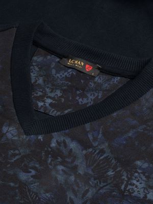 پلیور یقه هفت سلانیک سرمه ای طرح گل دار