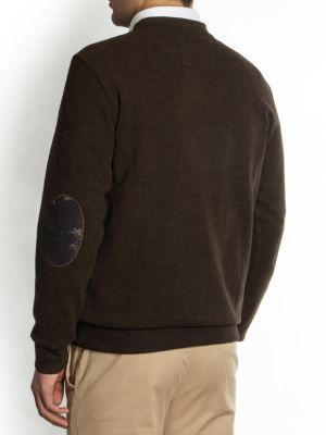 پلیور یقه هفت سلانیک قهوه ای طرح گل دار