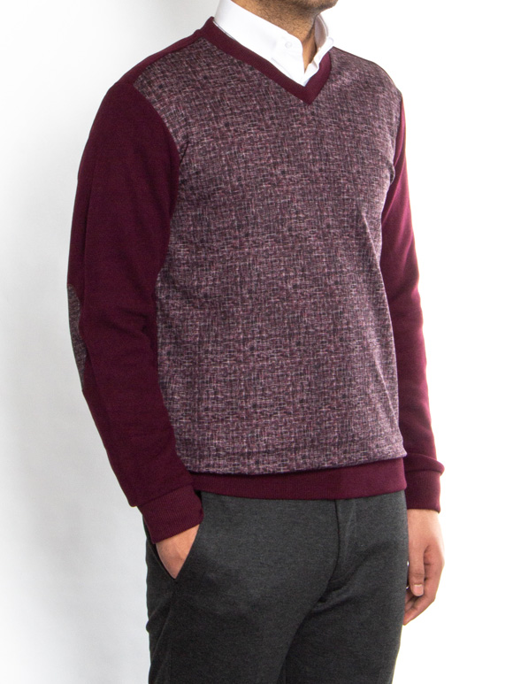 پلیور یقه هفت سلانیک طرح چهارخانه ریز