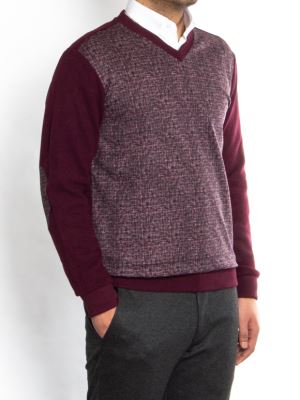 پلیور یقه هفت سلانیک طرح چهارخانه ریز