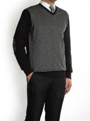 پلیور یقه هفت سلانیک طرح چهارخانه ریز