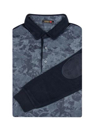 پلیور طرح گل سرمه ای سلانیک سه دکمه 