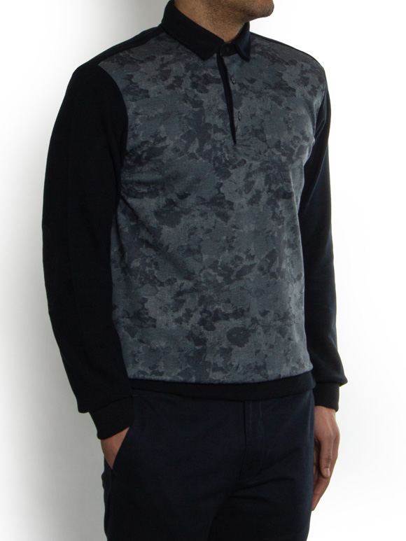 پلیور طرح گل سرمه ای سلانیک سه دکمه 