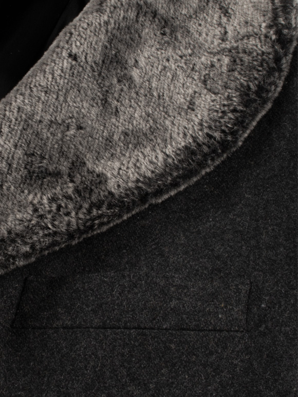 پالتو مردانه یقه خزدار طوسی ال سی من  209