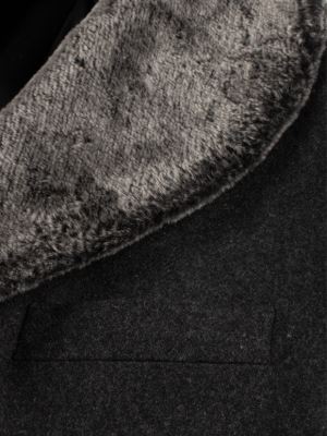 پالتو مردانه یقه خزدار طوسی ال سی من  209