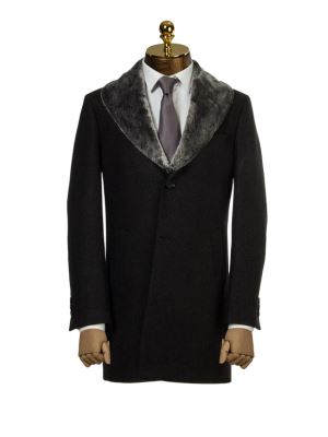 پالتو طوسی یقه خزدار ال سی من 9