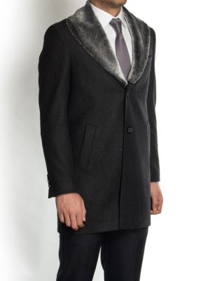 پالتو طوسی یقه خزدار ال سی من 9