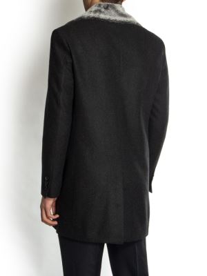 پالتو طوسی یقه خزدار ال سی من 9