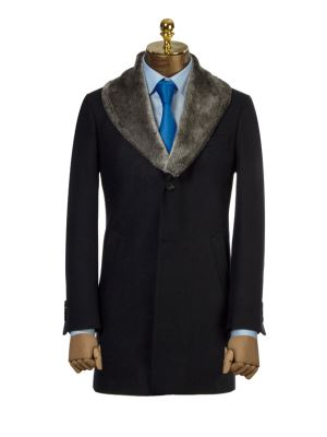 پالتو سرمه ای یقه خزدار ال سی من 9