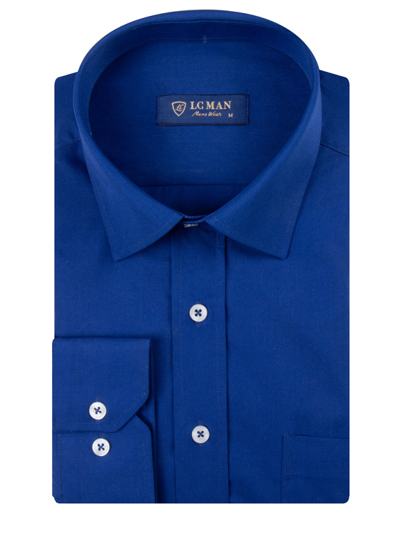 پیراهن مردانه سرمه ای ساده آستین بلند ال سی من 6