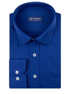 پیراهن مردانه سرمه ای ساده آستین بلند ال سی من 6