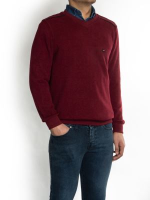 پلیور یقه هفت قرمز ال سی من 25