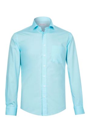 پیراهن ساده آبی روشن آستین بلند ال سی من 1