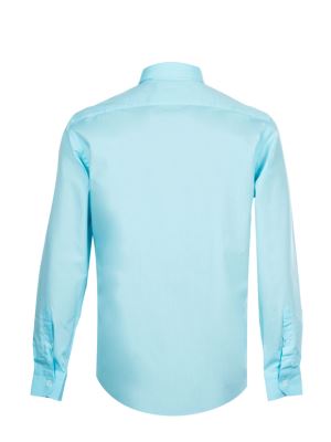 پیراهن ساده آبی روشن آستین بلند ال سی من 1