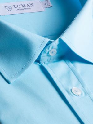 پیراهن ساده آبی روشن آستین بلند ال سی من 1