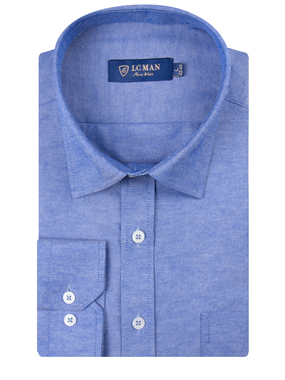 پیراهن مردانه آبی آستین بلند 131