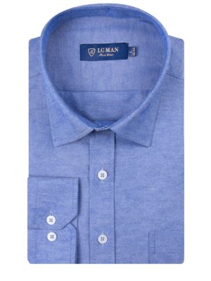 پیراهن مردانه آبی آستین بلند 131