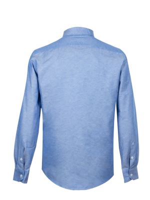 پیراهن مردانه آبی آستین بلند 131
