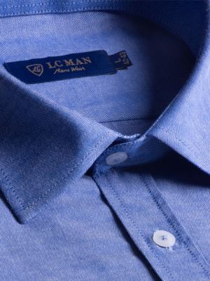 پیراهن مردانه آبی آستین بلند 131