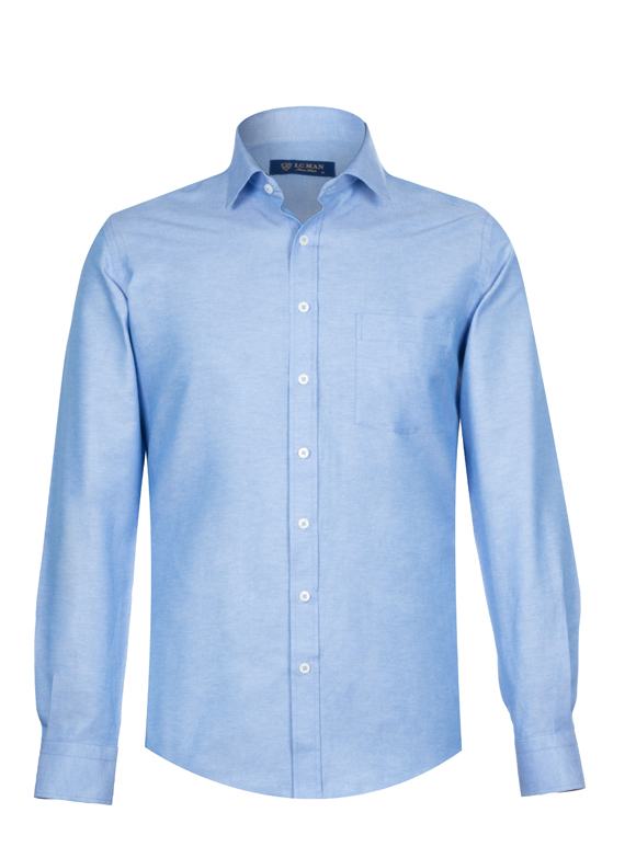 پیراهن آستین بلند مردانه آبی ال سی من 131