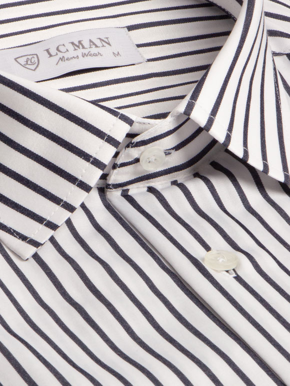 پیراهن مردانه سفید راه راه آستین بلند ال سی من 1