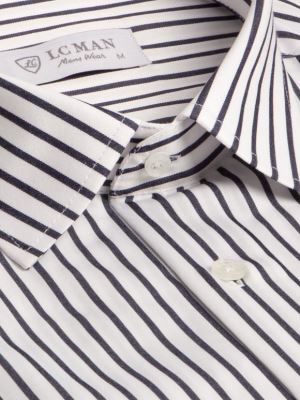 پیراهن مردانه سفید راه راه آستین بلند ال سی من 1