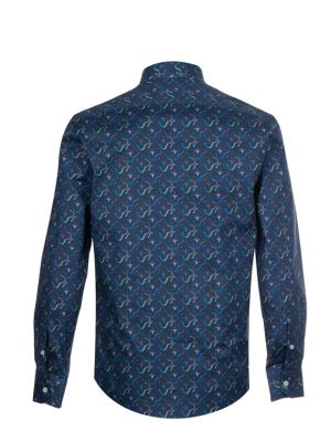 پیراهن طرح‌ دار مردانه آستین بلند ال سی من 147