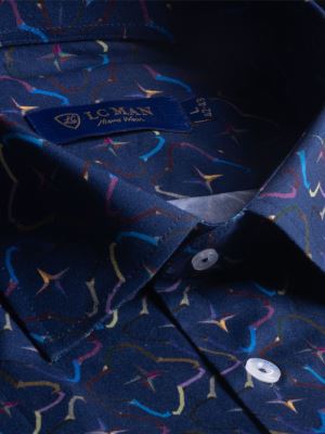 پیراهن طرح‌ دار مردانه آستین بلند ال سی من 147