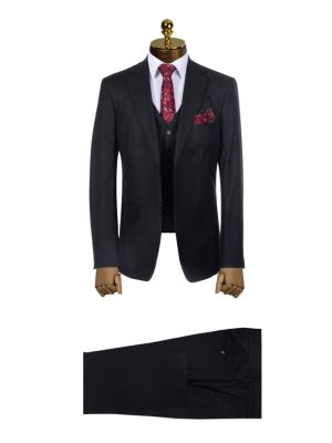 کت و شلوار و ژیله مشکی ال سی من 
