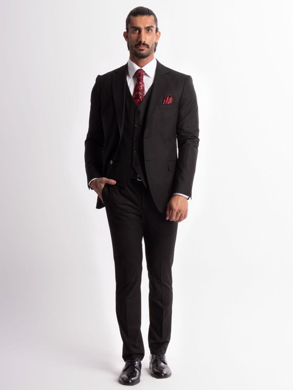 کت و شلوار و ژیله مشکی ال سی من 
