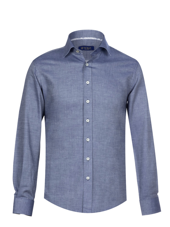 پیراهن مردانه سرمه ای آستین بلند ال سی من 096
