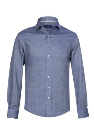 پیراهن مردانه سرمه ای آستین بلند ال سی من 096