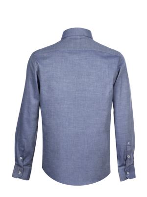 پیراهن مردانه سرمه ای آستین بلند ال سی من 096