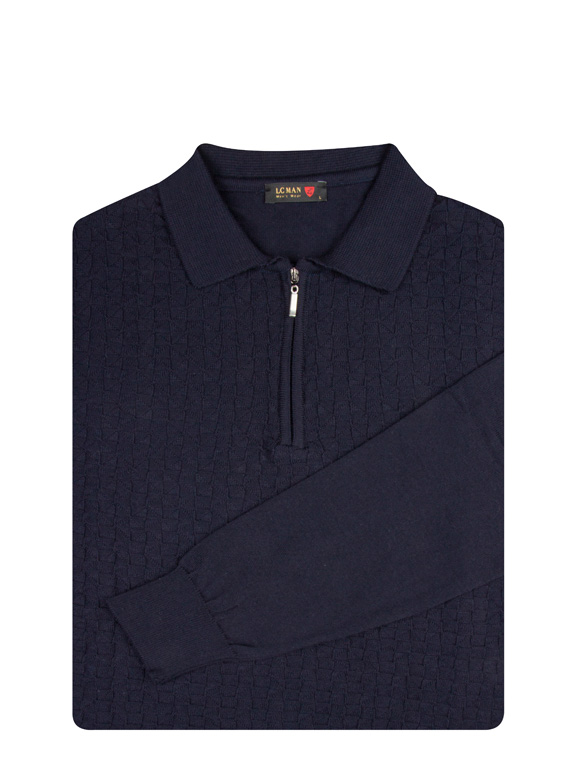 پلیور یقه دار بافت نیم زیپ