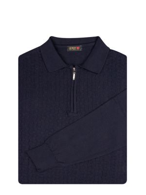 پلیور یقه دار بافت نیم زیپ